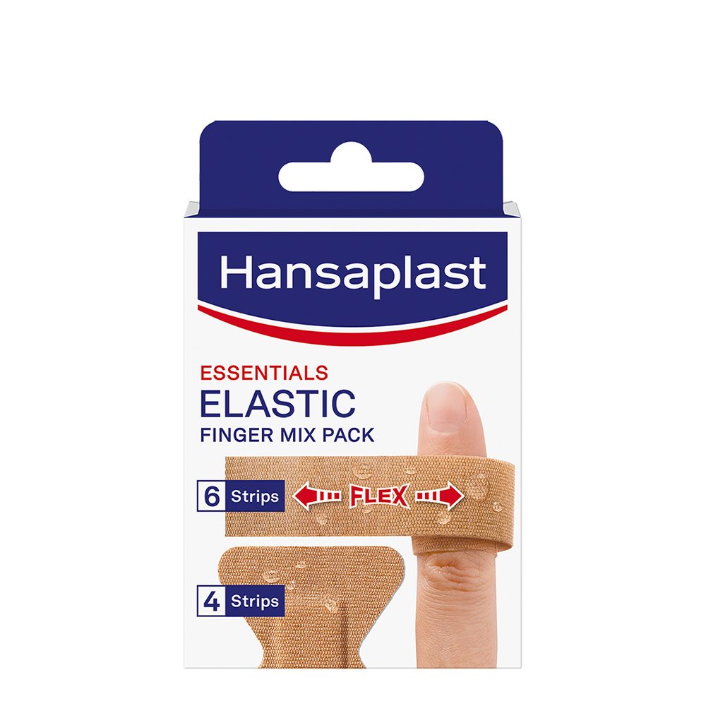 Hansaplast Elastic Finger Mix Pack packshot, 10 pieces, with flexible plasters for finger protection