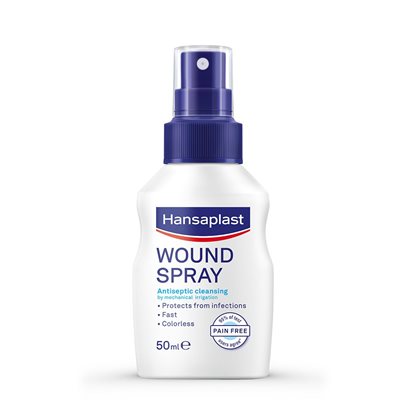 Hansaplast Wound Spray 50 ml packshot for fast wound cleansing