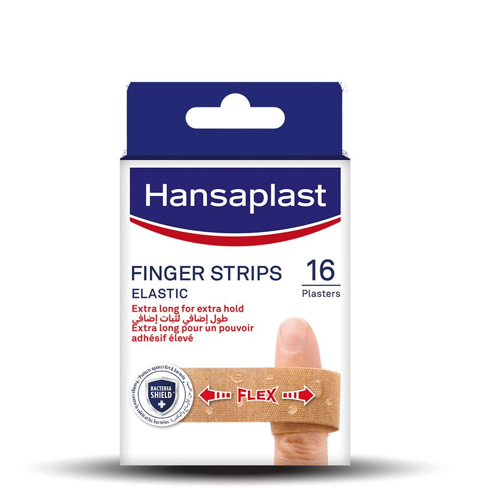Hansaplast Elastic Finger Strips packshot, 16 plasters for flexible finger protection