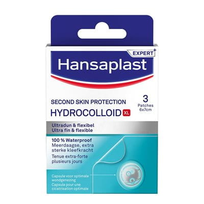 Hansaplast Hydrocolloid XL Second Skin Protection plasters packshot, 3 patches