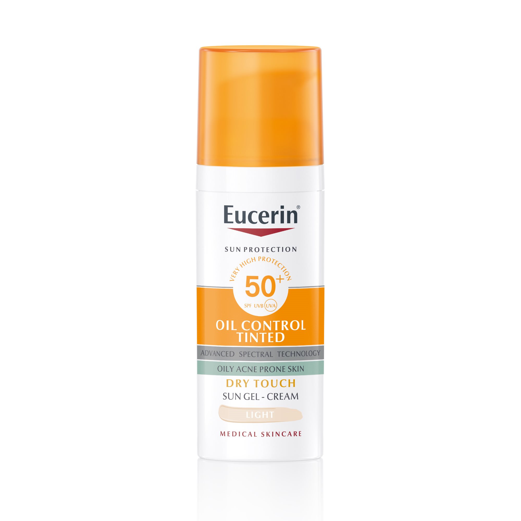 Eucerin® Оцветен слънцезащитен гел-крем за лице OIL CONTROL SPF50+ Светъл нюанс