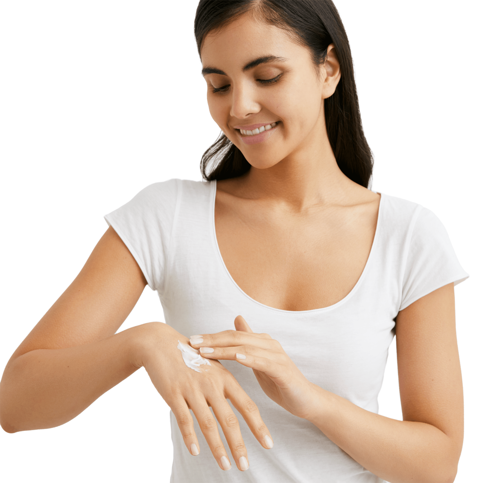 woman applying cream to skin