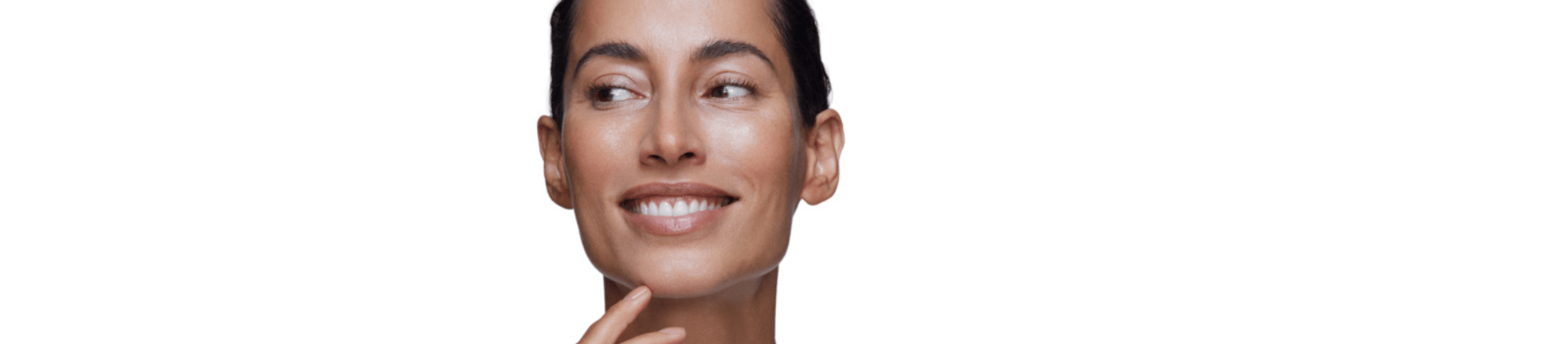 woman smiling on a white background