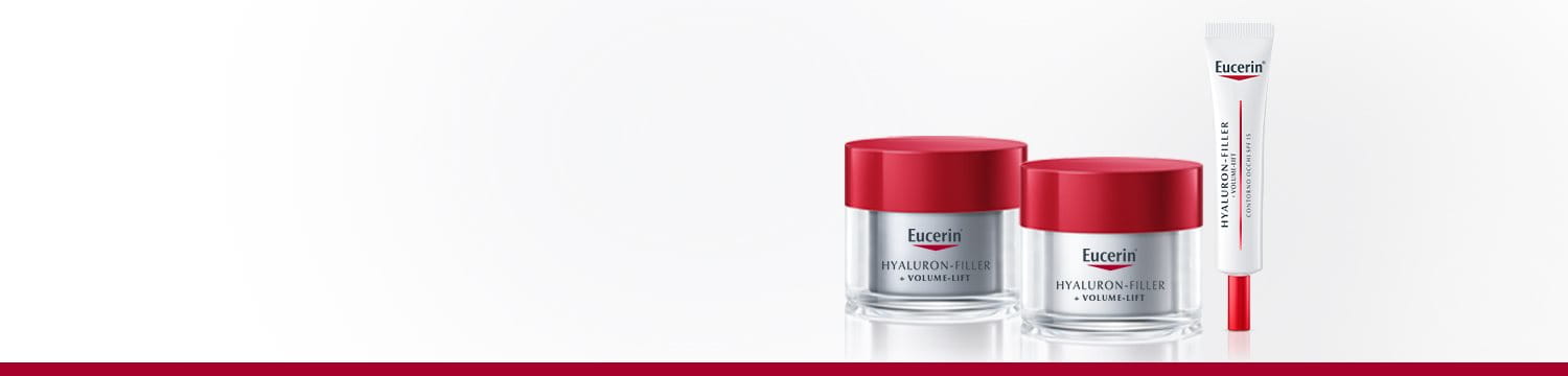 Volto di donna con frecce che indicano effetto lifting e prodotto aperto in primo piano