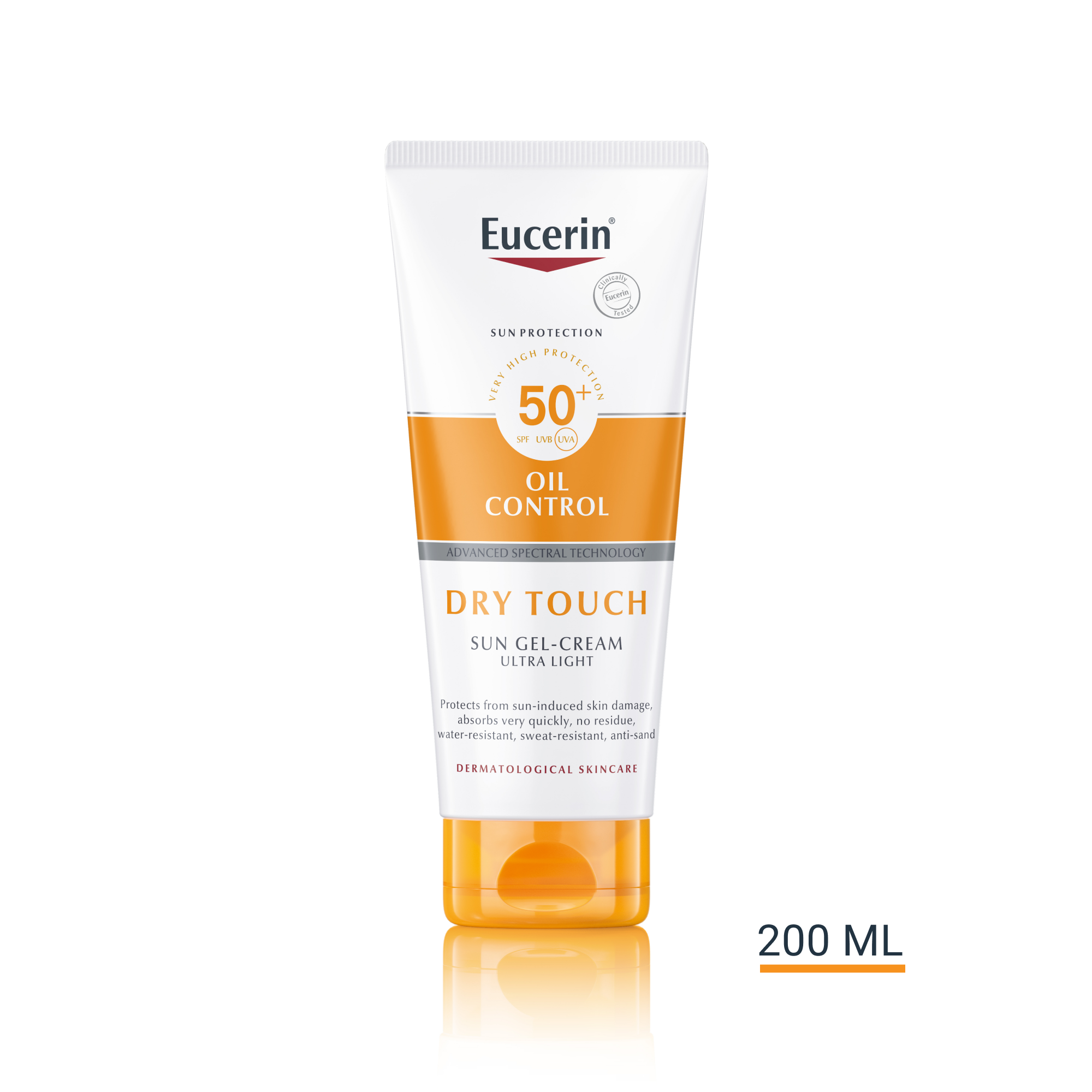 Produktbild med förpackningsstorlek för Eucerin Sun Gel-Cream Dry Touch SPF50+