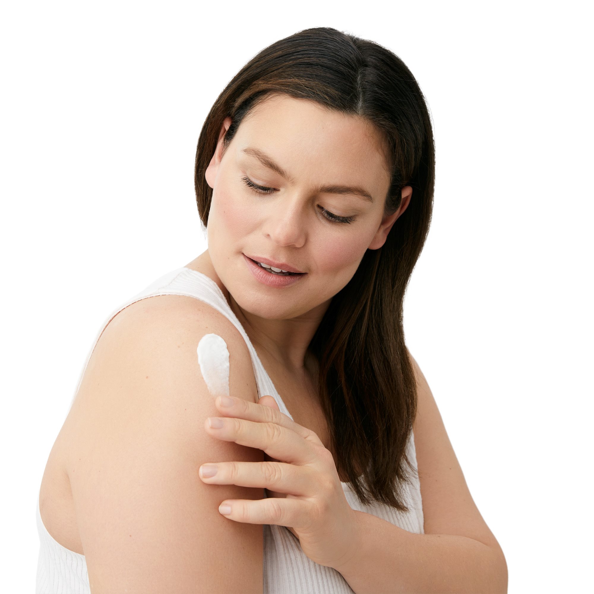 Kvinna som smörjer in Eucerin After Sun Sensitive Relief Gel-Cream