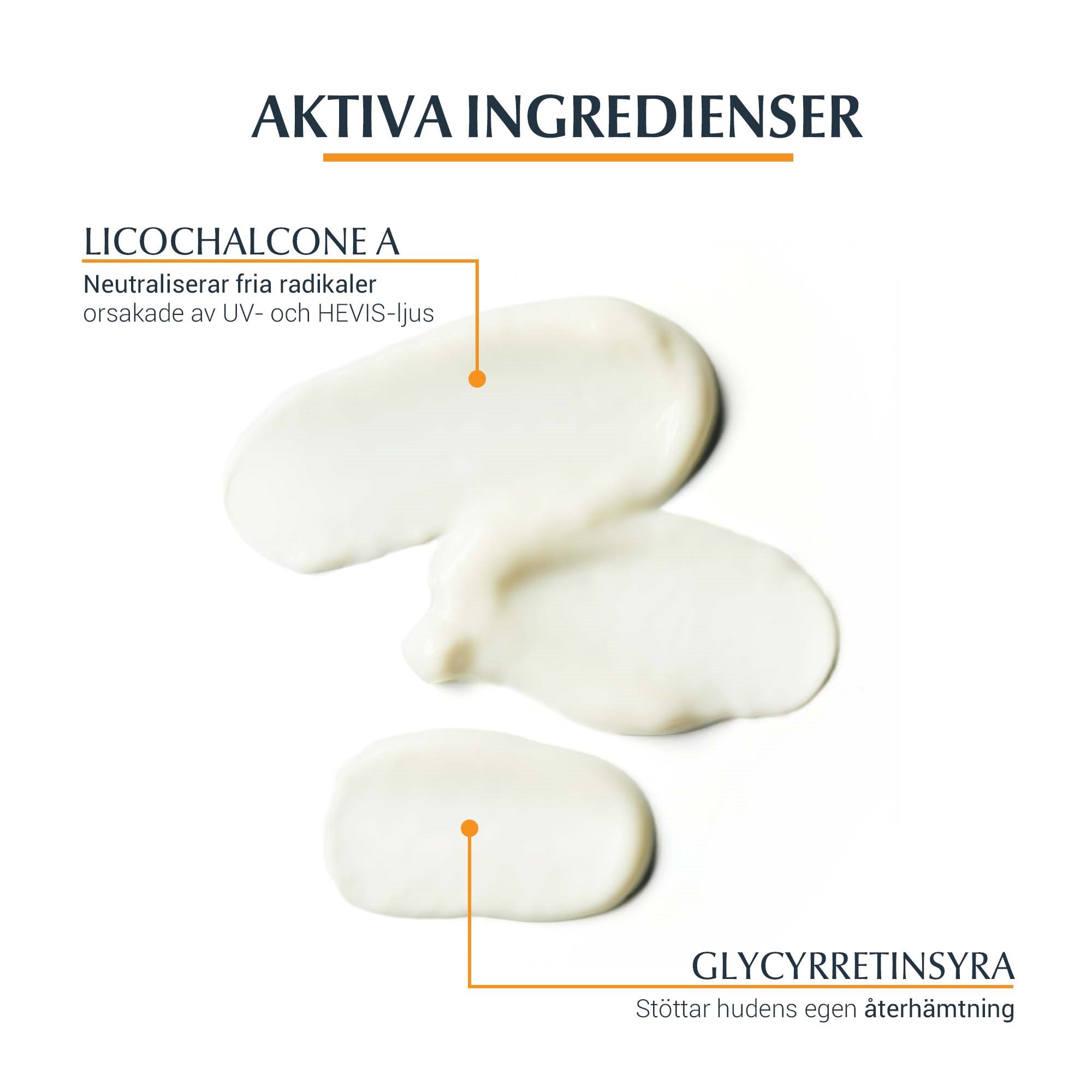De aktiva ingredienserna för Eucerin After Sun Sensitive Relief Gel-Cream, Licochalcone A och Glyrretinsrya