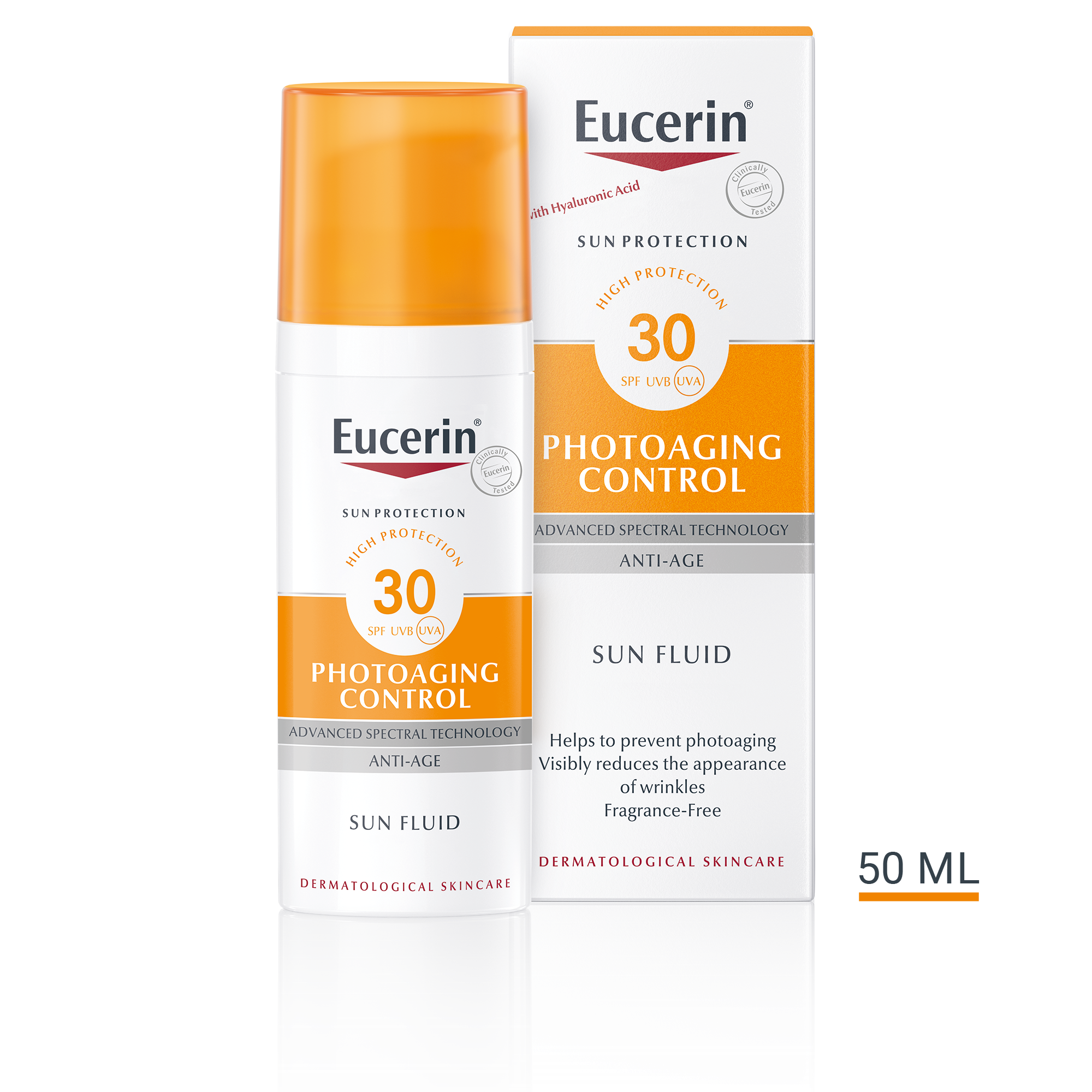 Produktbild med förpackningsstorlek Eucerin Sun Photoaging Control SPF30
