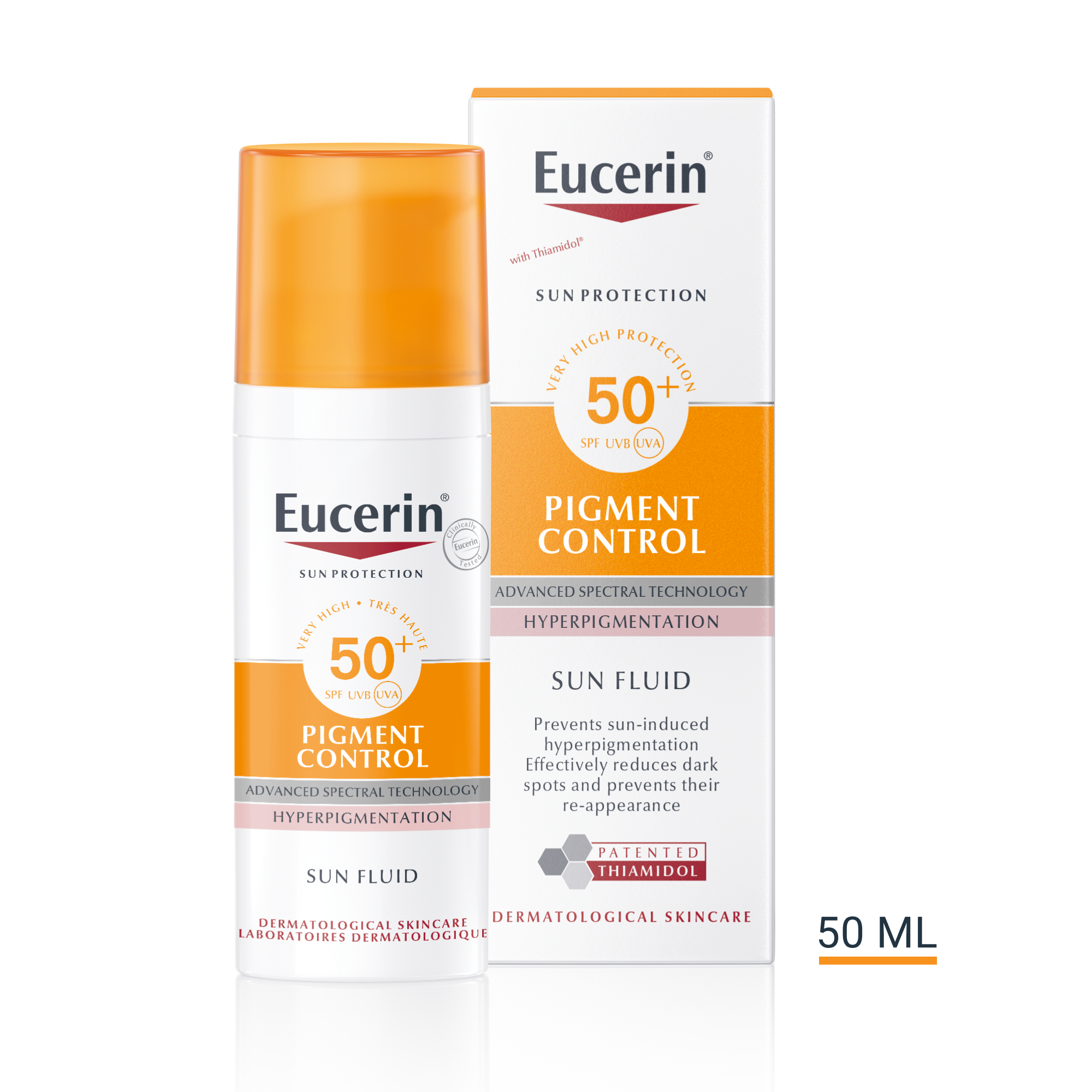 Produktbild med förpackningsstorlek Eucerin Sun Pigment Control SPF 50+