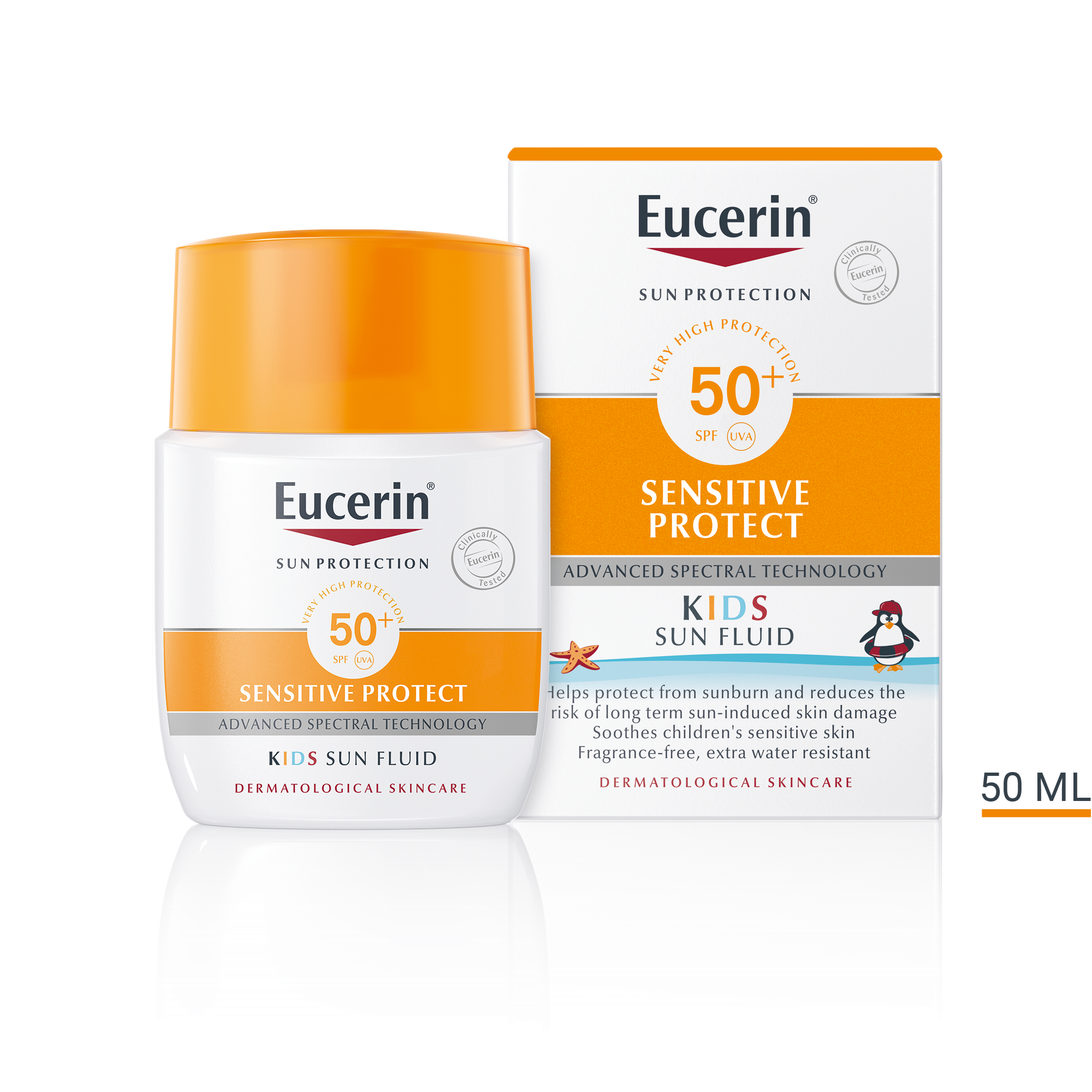 Produktbild med förpackningsstorlek för Eucerin Kids Sun Fluid Pocket size