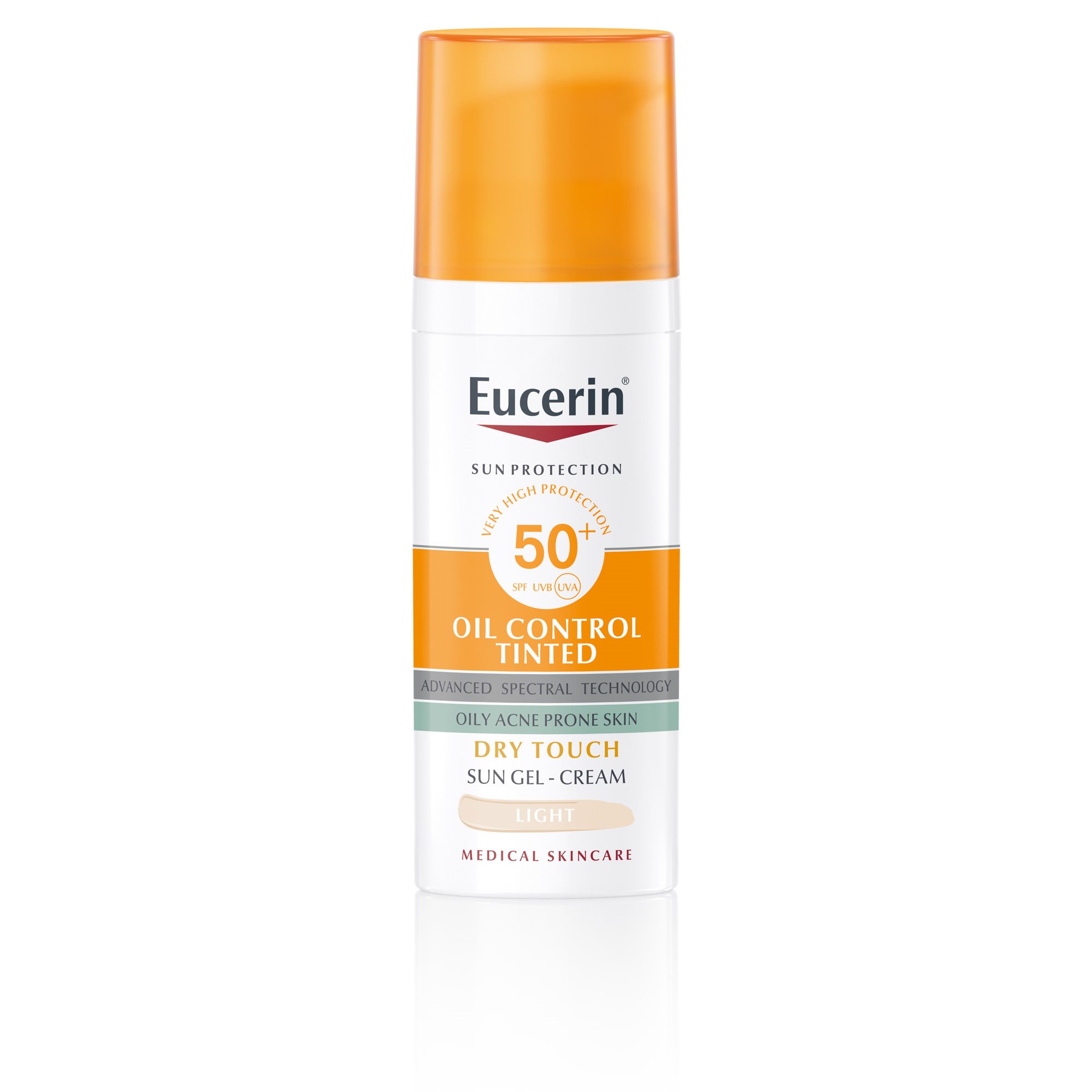 Eucerin Sun Oil Control Dry Touch Tinted Light obarvan kremni gel za zaščito obraza pred soncem ZF 50+ 