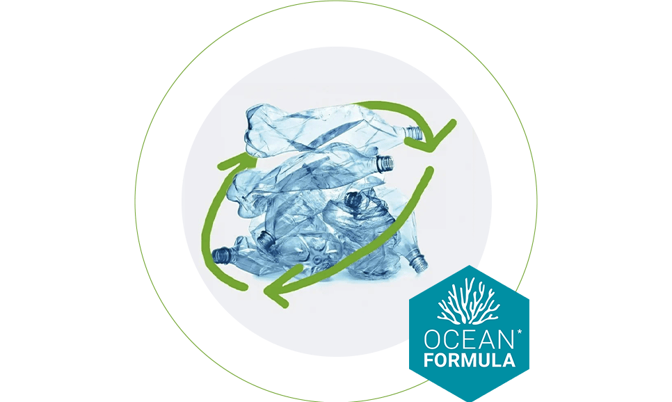 symbol recyklácie a logo ocean formula