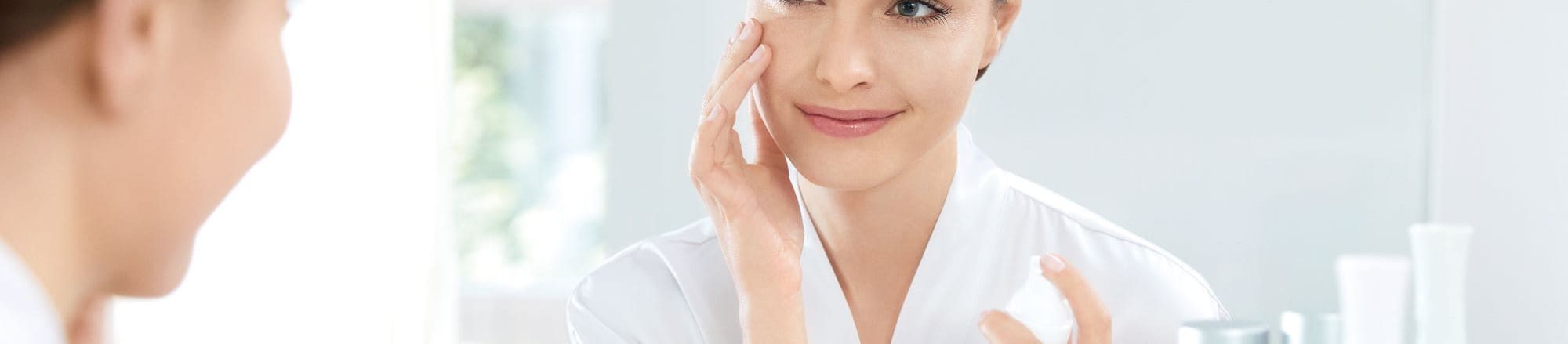 Woman with uneven skin