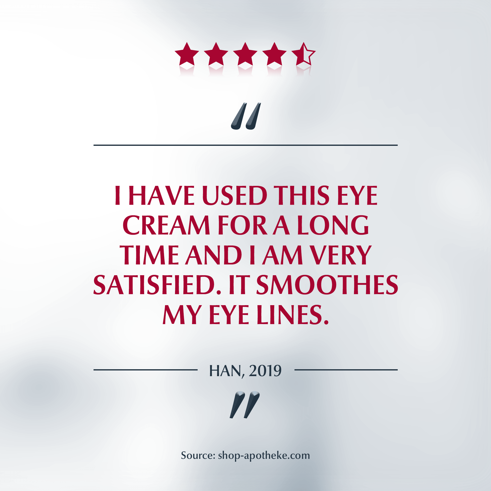 User quote Hyaluron Volume Lift eye care