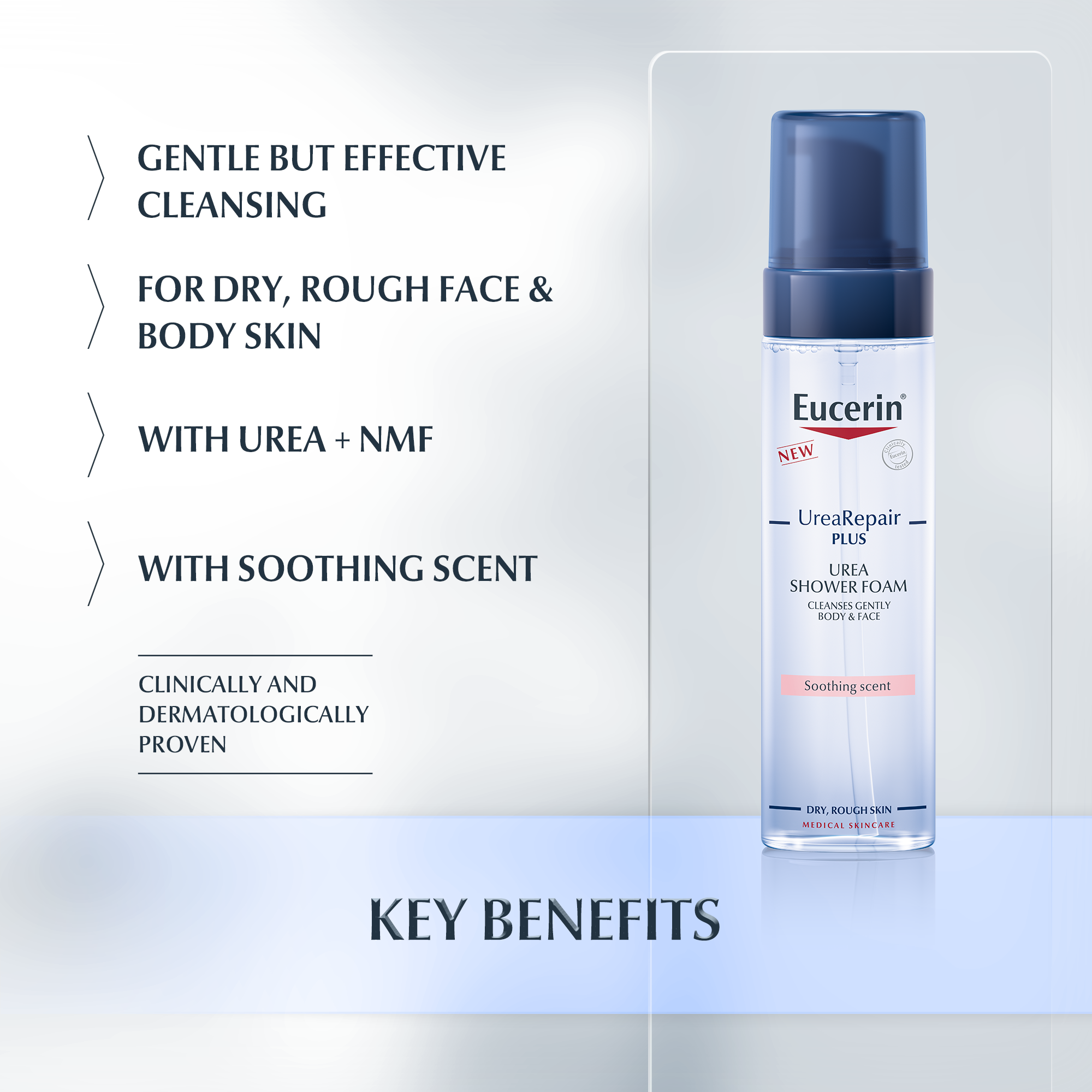 Lightly scented shower foam for dry skin