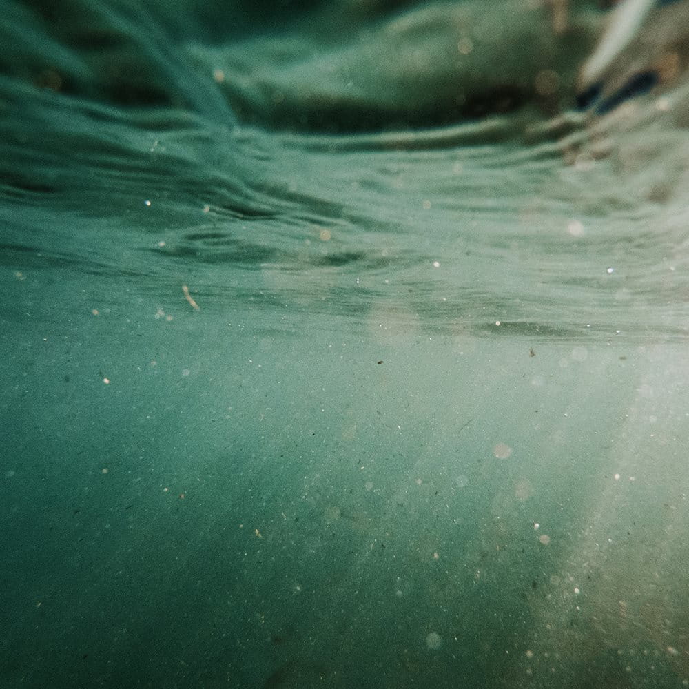 Mikroplaster som flyter i vatten