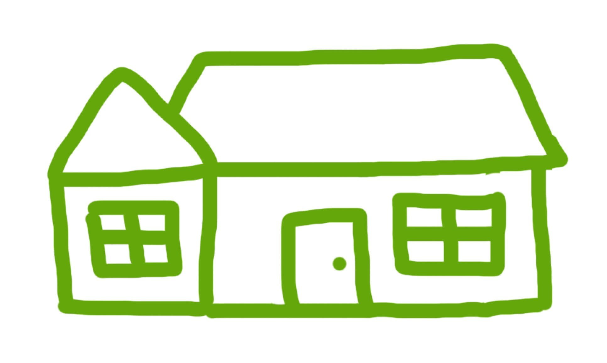 Abstracte groene illustratie van een huis