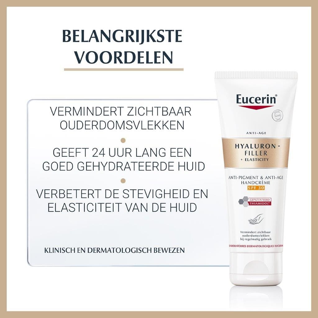 Eucerin Hyaluron-Filler + Elasticity Anti-Pigment & Anti-Age Handcrème - Vermindert zichtbaar het verschijnen van bruine  vlekken op de handen