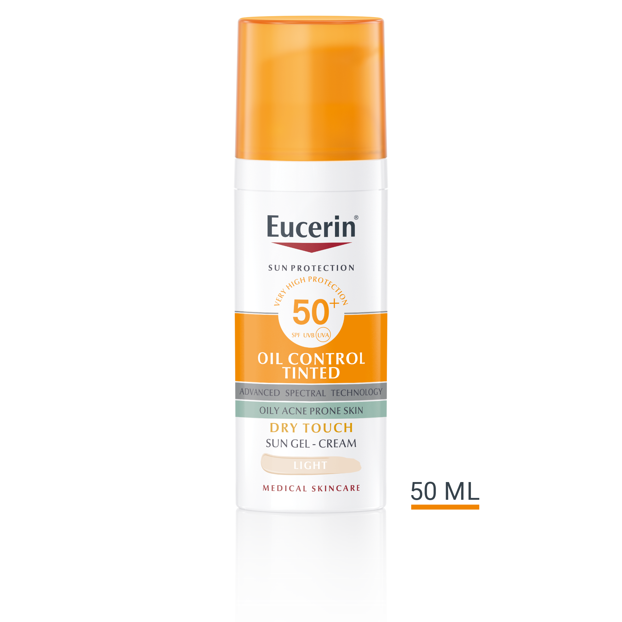 Eucerin Oil Control tinted gel-krema za zaštitu kože lica od sunca SPF 50+, svijetla nijansa