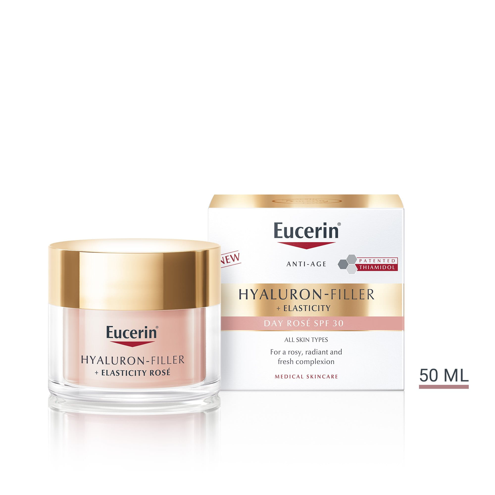 Eucerin Hyaluron-Filler + Elasticity Day Rosé Cream SPF30 dienas krēms ar patentētu tiamidolu