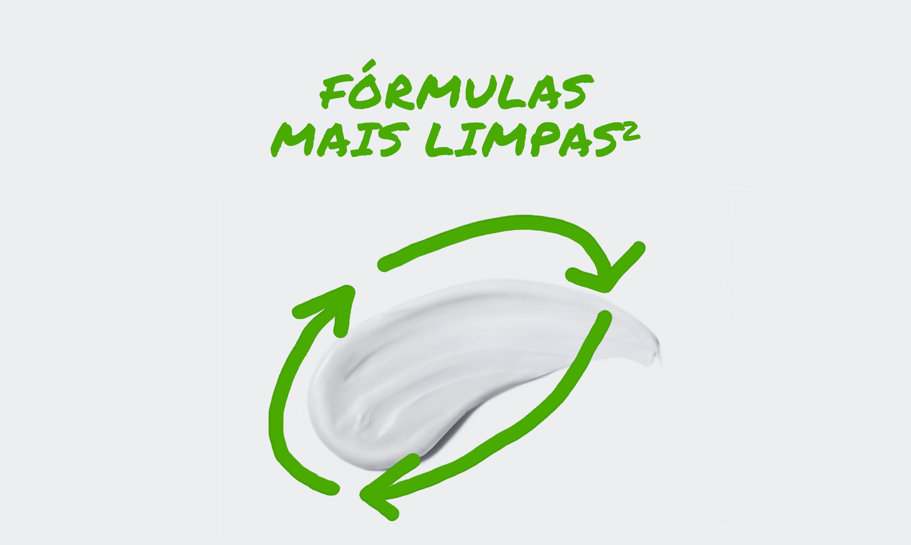 Uma amostra de loção envolvida por um símbolo de reciclagem estilizado