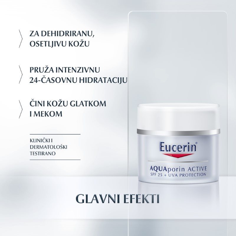 Eucerin AQUAporin ACTIVE Hidratantna krema za lice sa SPF 25 i UVA zaštitom - Glavni efekti