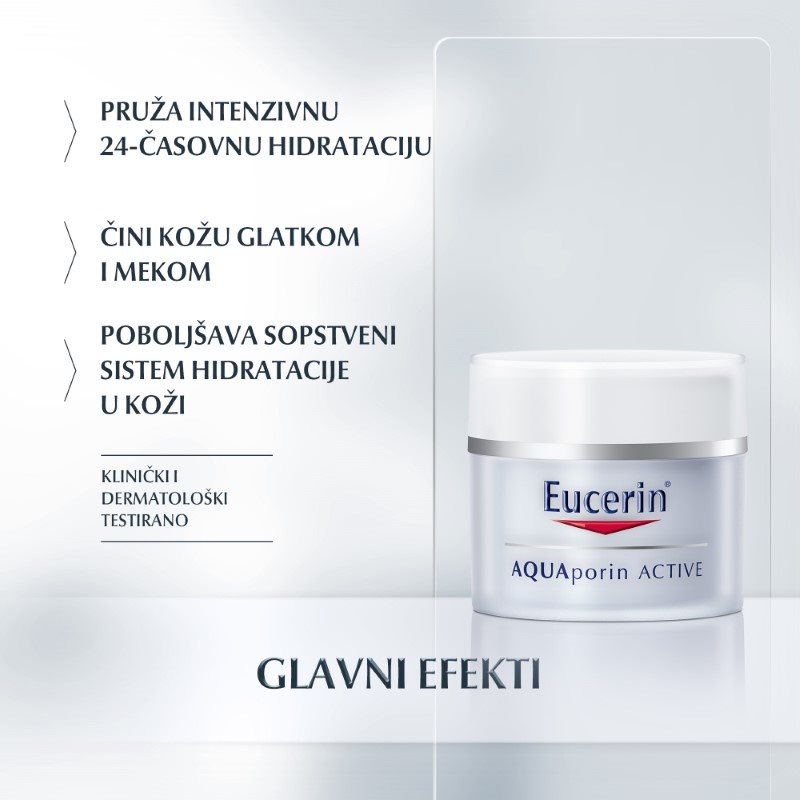 Eucerin AQUAporin ACTIVE Lagana hidratantna krema za lice - Glavni efekti