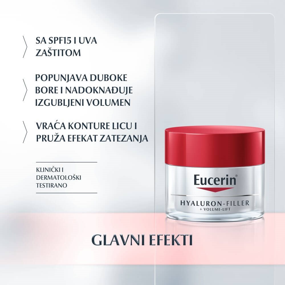 Eucerin Hyaluron-Filler + Volume-Lift Dnevna krema za normalnu i mešovitu kožu SPF15 - Glavni efekti