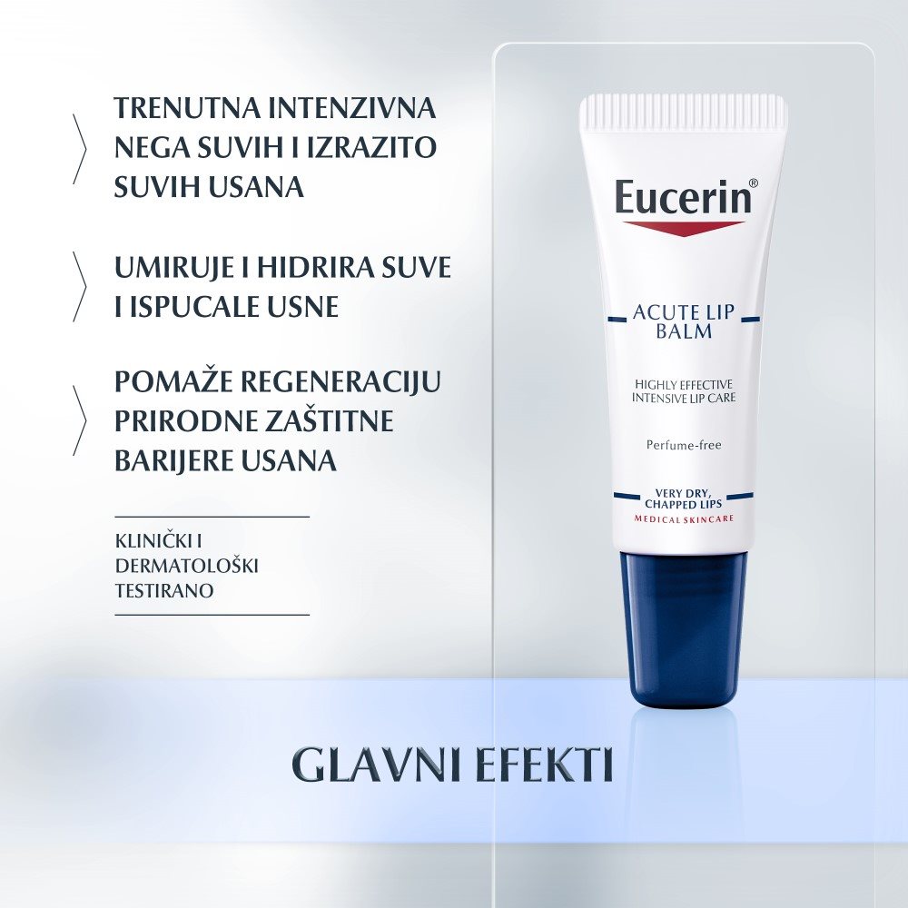 Eucerin Acute Balsam za ekstra suve usne - Glavni efekti