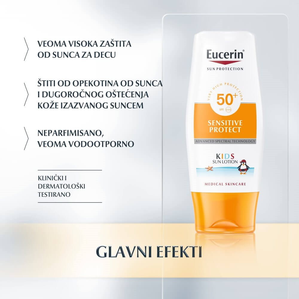 Eucerin Losion za zaštitu osetljive dečje kože od sunca SPF 50 plus - Glavni efekti