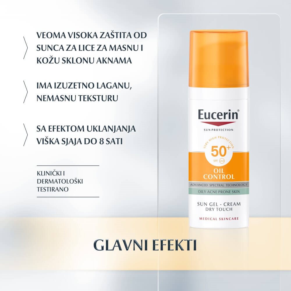 Eucerin Oil control za zaštitu masne kože od sunca SPF 50+ - Glavni efekti
