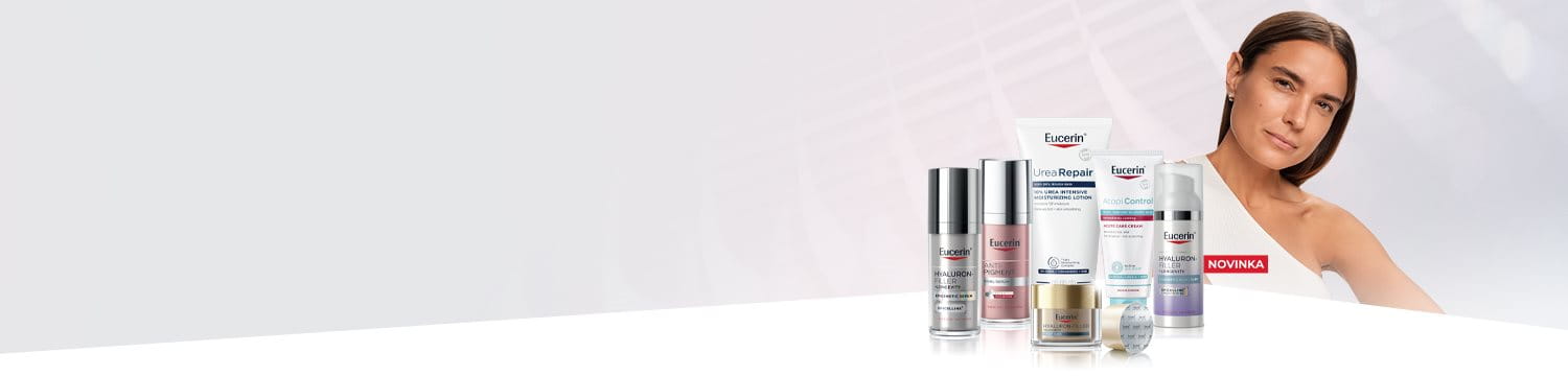 Produkty Eucerin a modelka