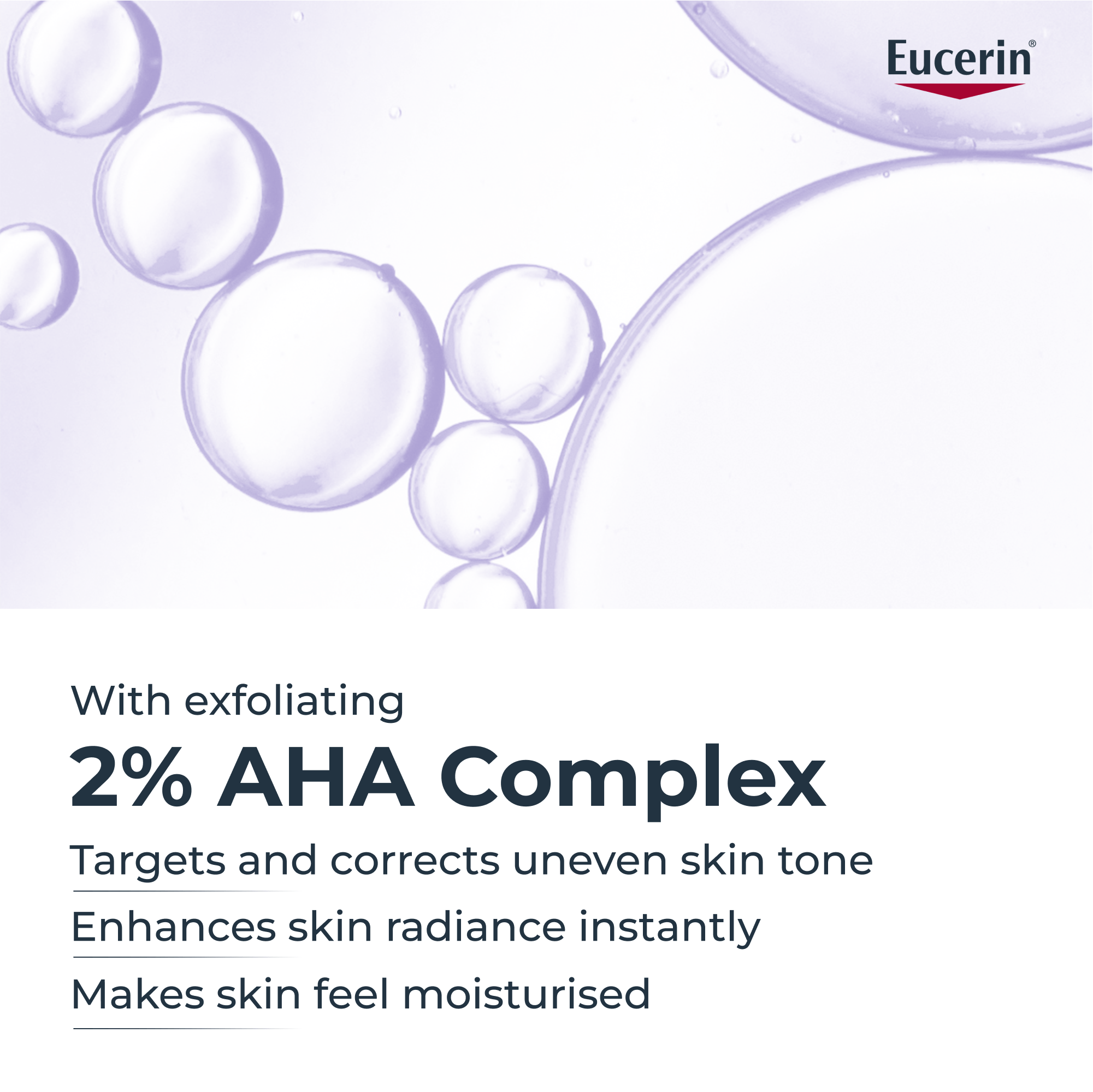 An image explaining the benefits of exfoliating with 2% AHA complex ingredient