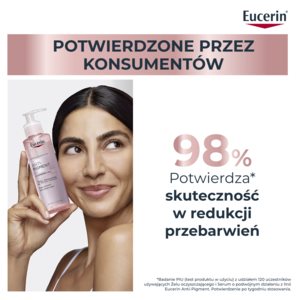 Grafika pokazująca, że 98% uczestników badania oceniającego stosowanie produktu potwierdza skuteczność w redukcji przebarwień po 1 tygodniu jednoczesnego stosowania Żelu oczyszczającego Anti-Pigment i Serum o podwójnym działaniu.