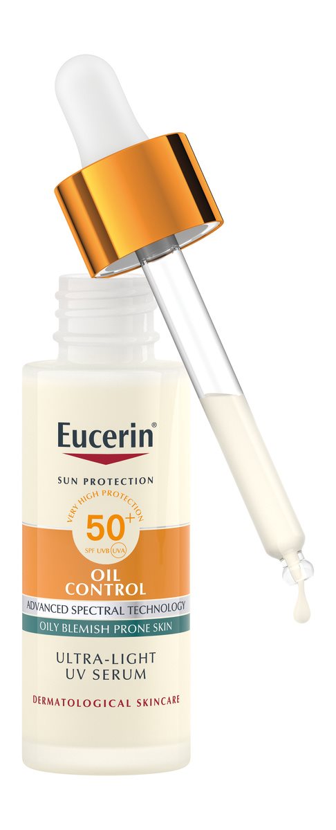 4006000233888_ZA_99554-09900-00_Eucerin Sun Serum Oil Control Daily SPF50+ 30ml_bottle opened