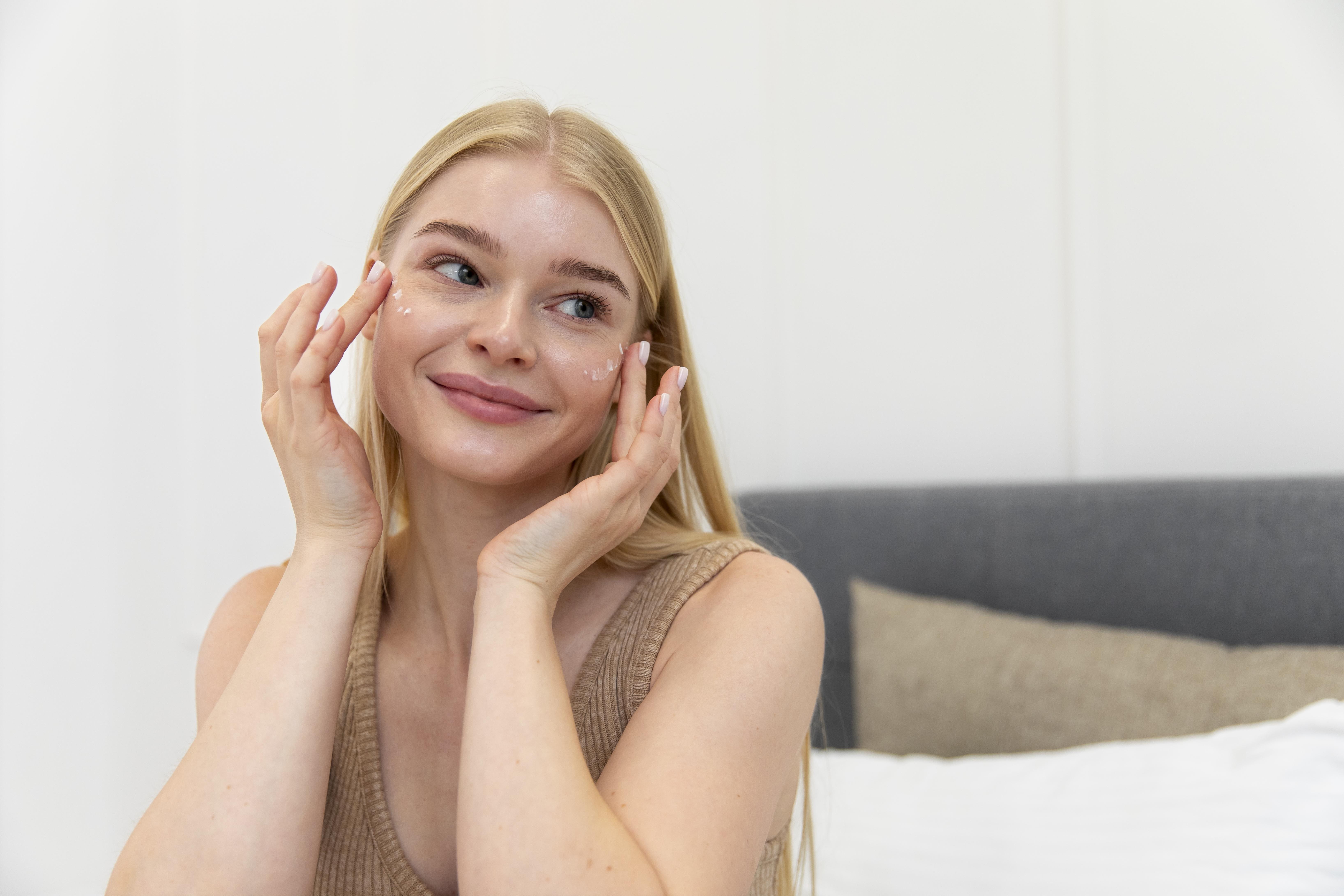 a woman with glass skin