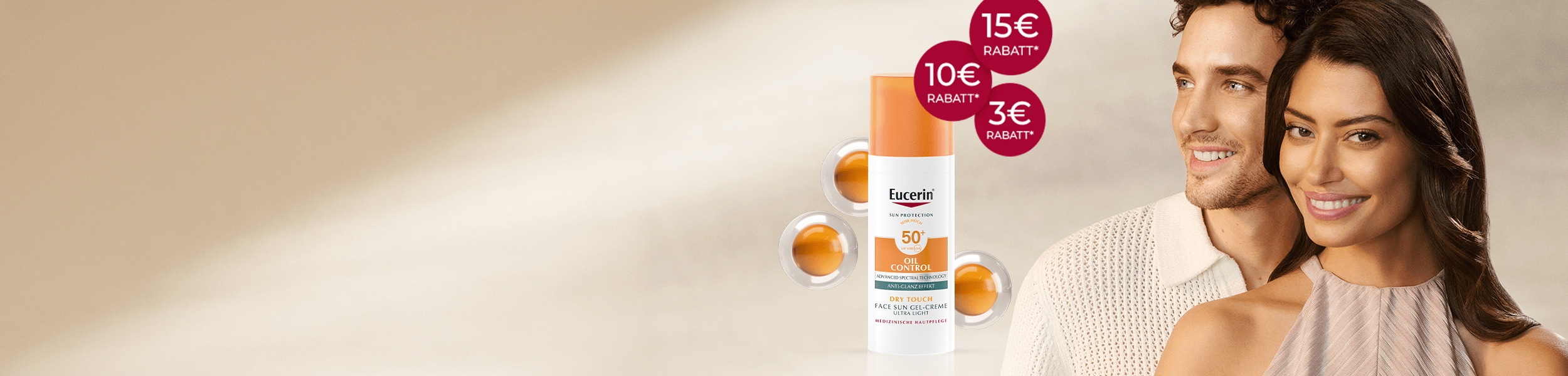 Dunkelhaarige Frau mit Oil Control Face Sonnencreme