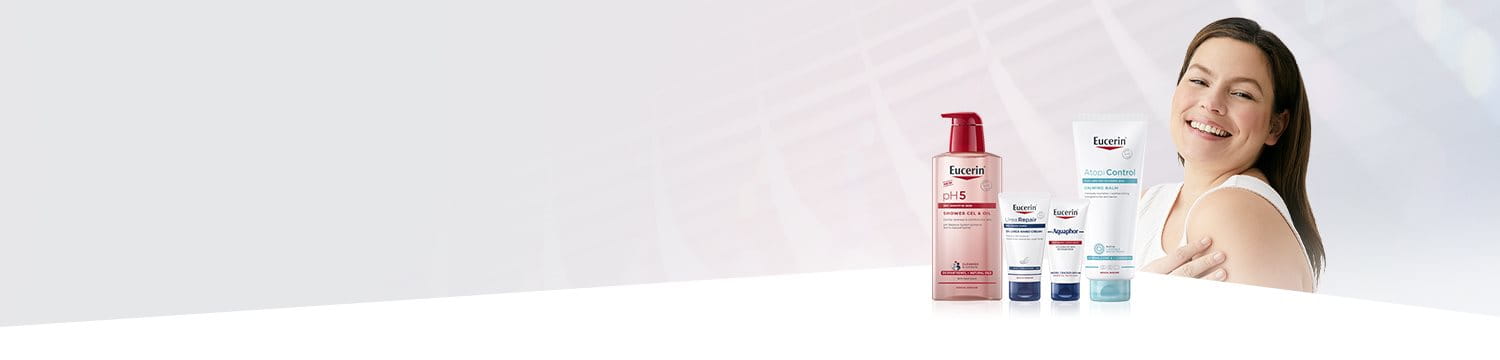 Produkty Eucerin a modelka