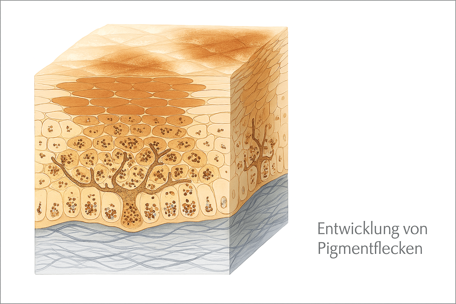Grafische Darstellung: Entwicklung von Pigmentflecken.