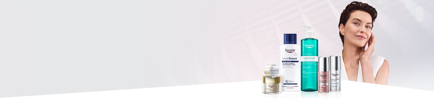 produkty Eucerin a modelka