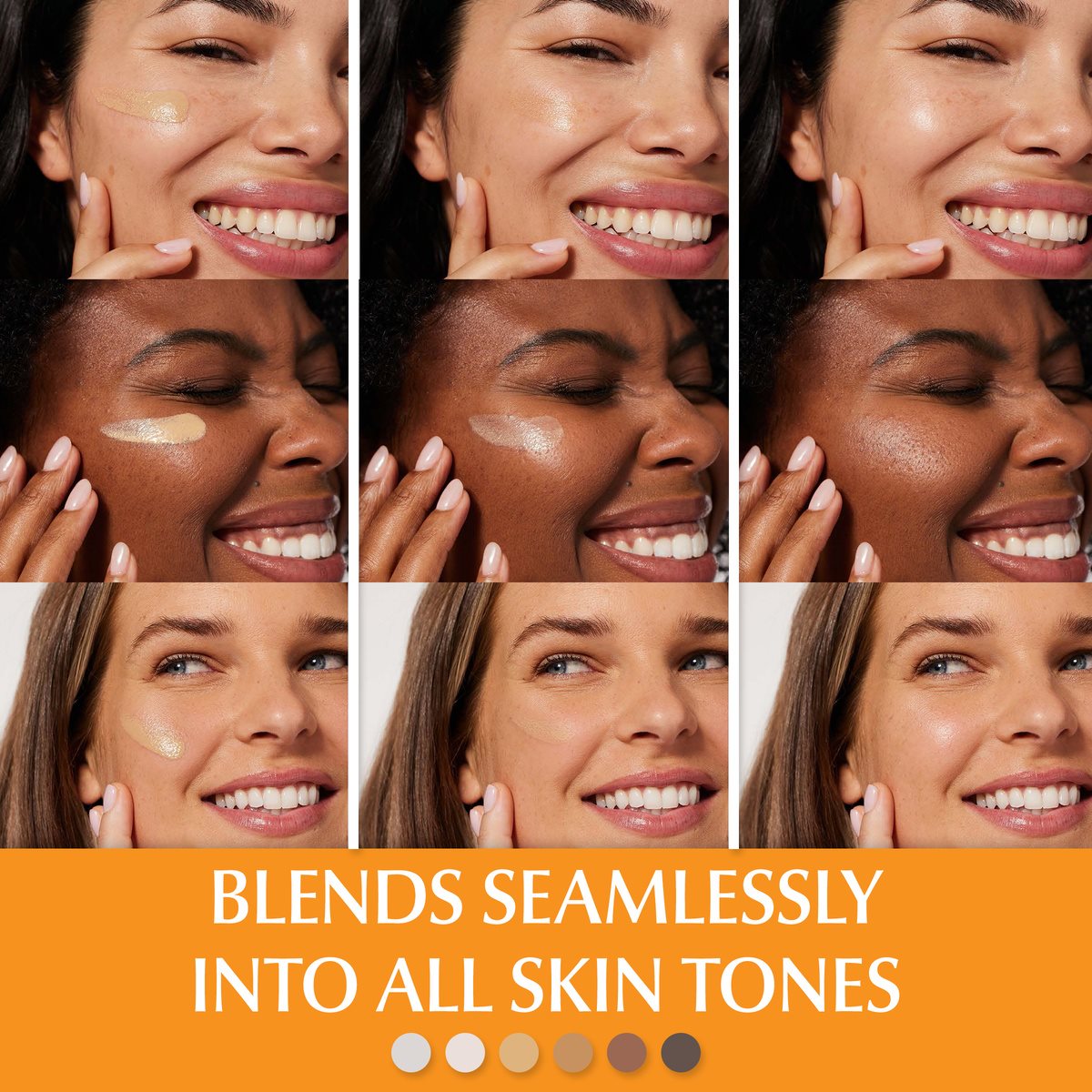 Eucerin Tinted Sensitive Mineral SPF 35 Face Sunscreen blending into different skin tones