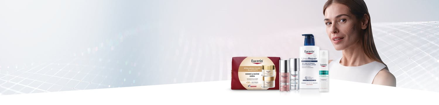 Produkty Eucerin a modelka