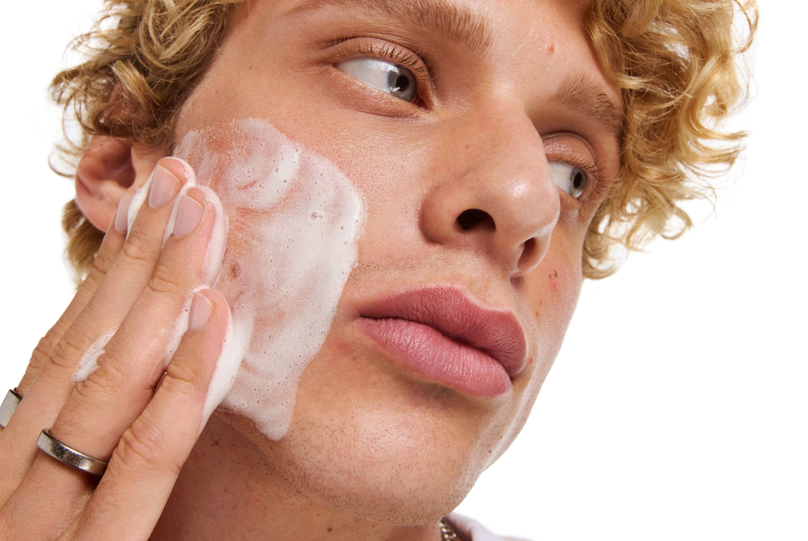 A man with clear face aft