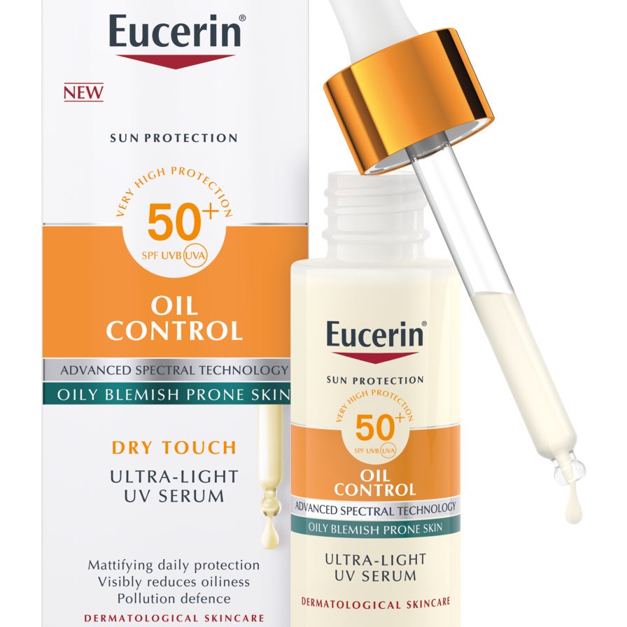 ZA_99554-09900-00_Eucerin Sun Serum Oil Control Daily SPF50+ 30ml_combo opened