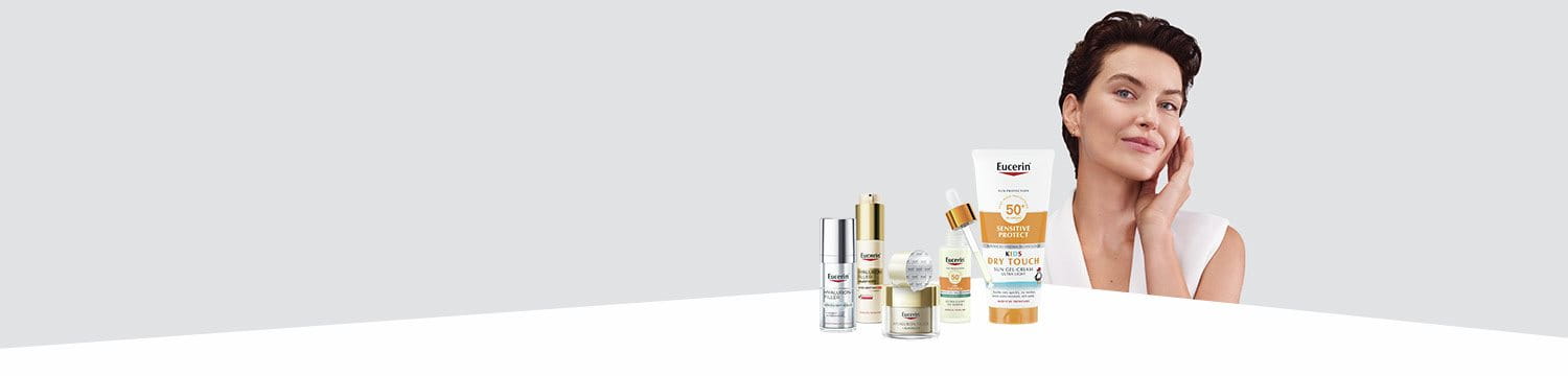 Produkty Eucerin a modelka