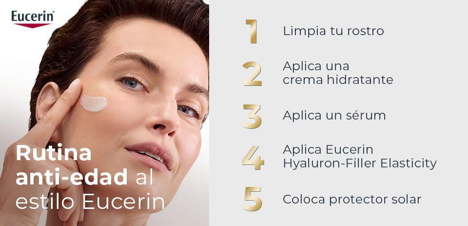 Persona conociendo la rutina anti-edad Eucerin