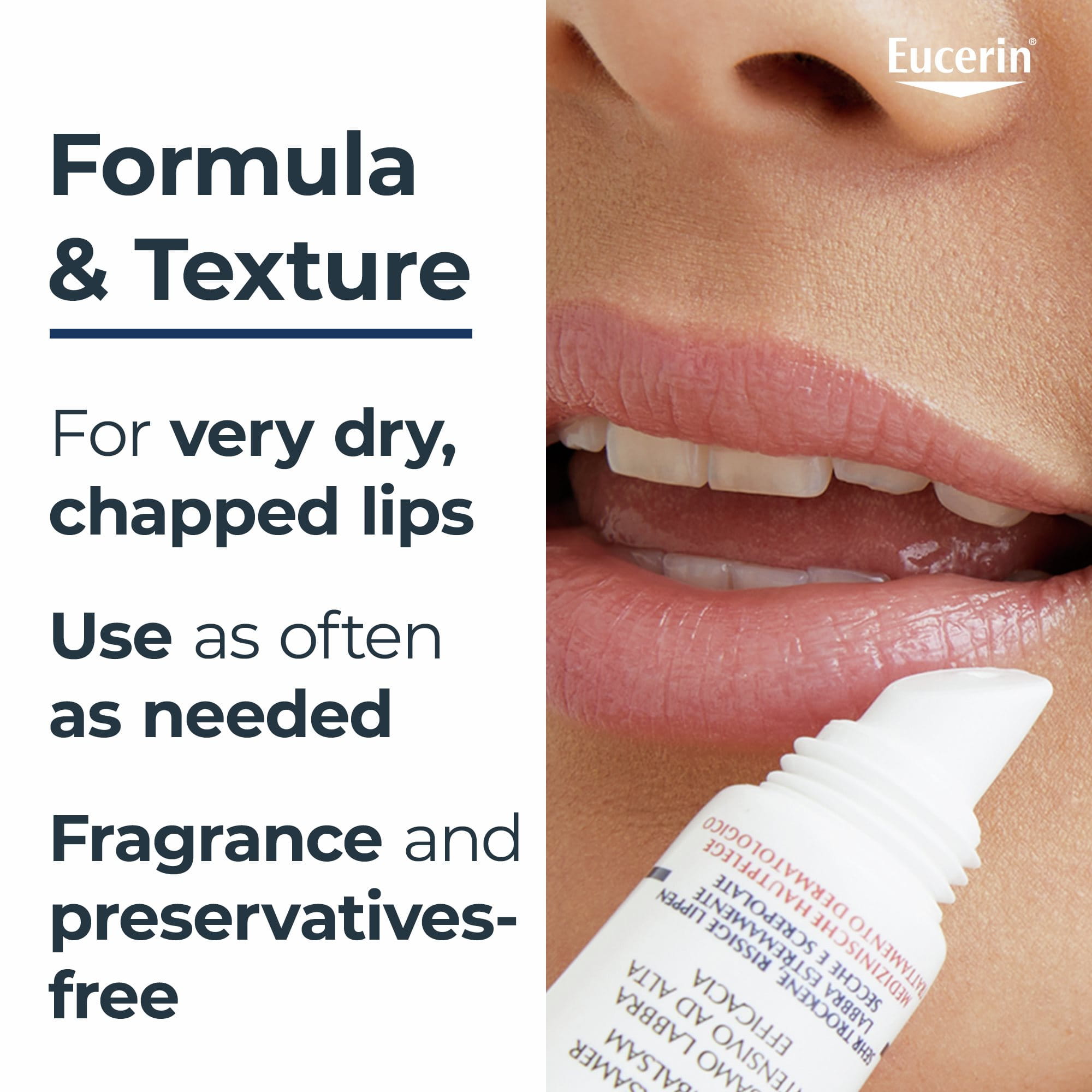 Acute lip balm being applied to lips