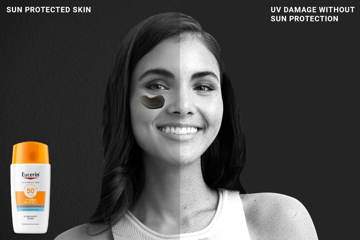 Sun Protected face vs UV damage face