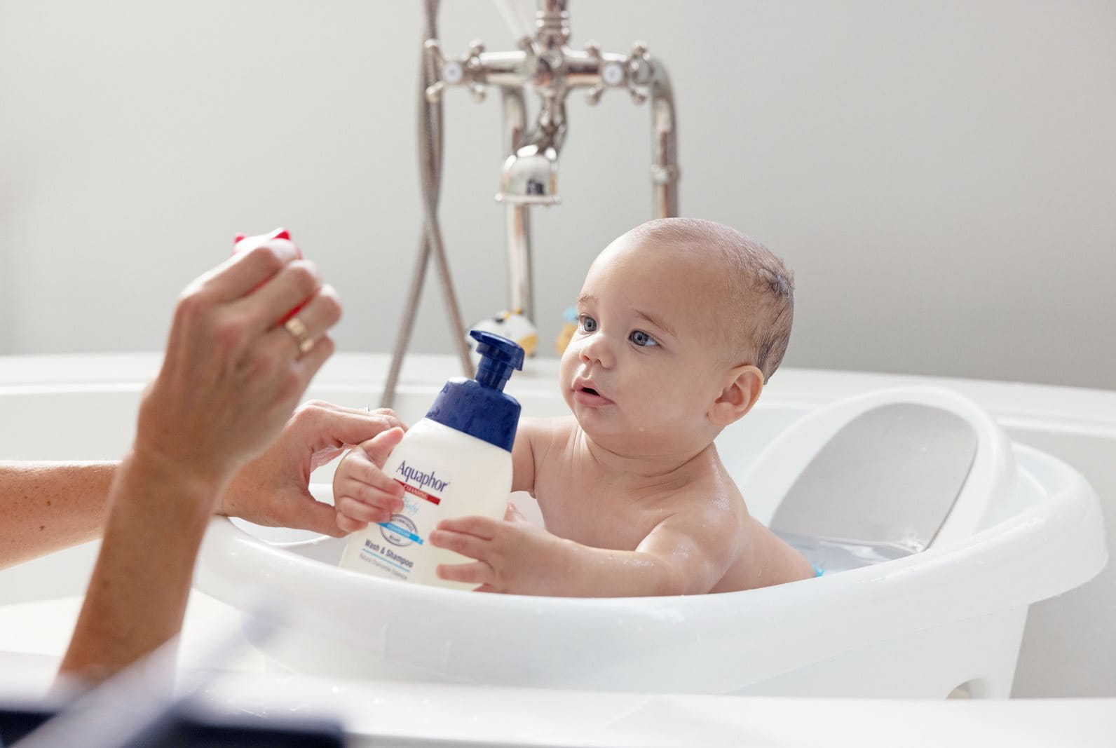 baby taking a bath