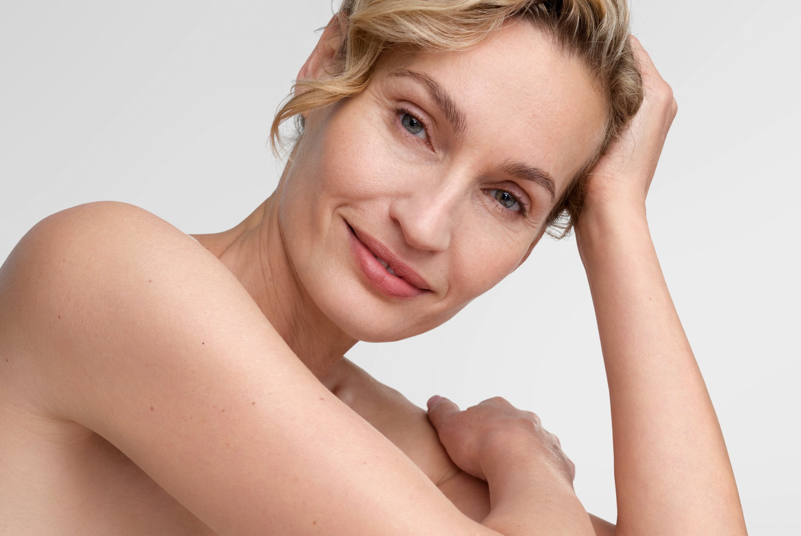 Blonde woman smiling